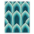 Layered Teal Arched Geometric Waves Rug
