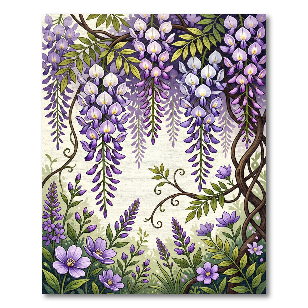Elegant Purple Wisteria Botanical Vine Rug