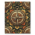 Antique Compass Floral Boho Meadow Rug