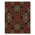 Rich Red Oval Medallion Brocade Rug