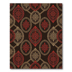 Rich Red Oval Medallion Brocade Rug