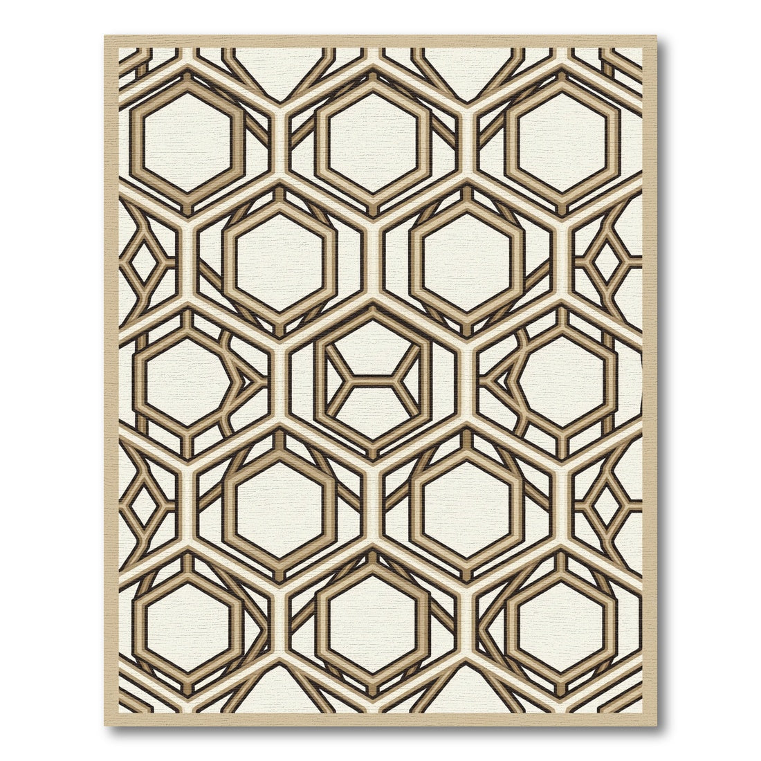 Sophisticated Beige and Brown Geometric Hexagon Rug