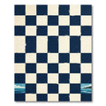 Navy and Cream Coastal Checkerboard Landscape Rug