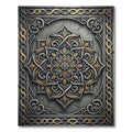 Ornate Silver Gold Filigree Medallion Rug
