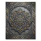 Ornate Silver Gold Filigree Medallion Rug