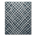Contemporary Gray Interwoven Geometric Grid Rug