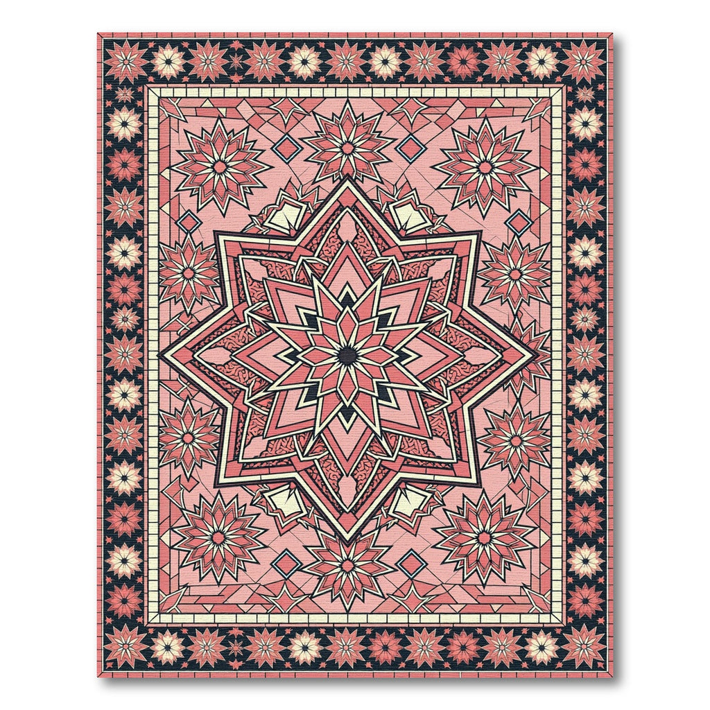 Pink Starburst Geometric Mandala Rug