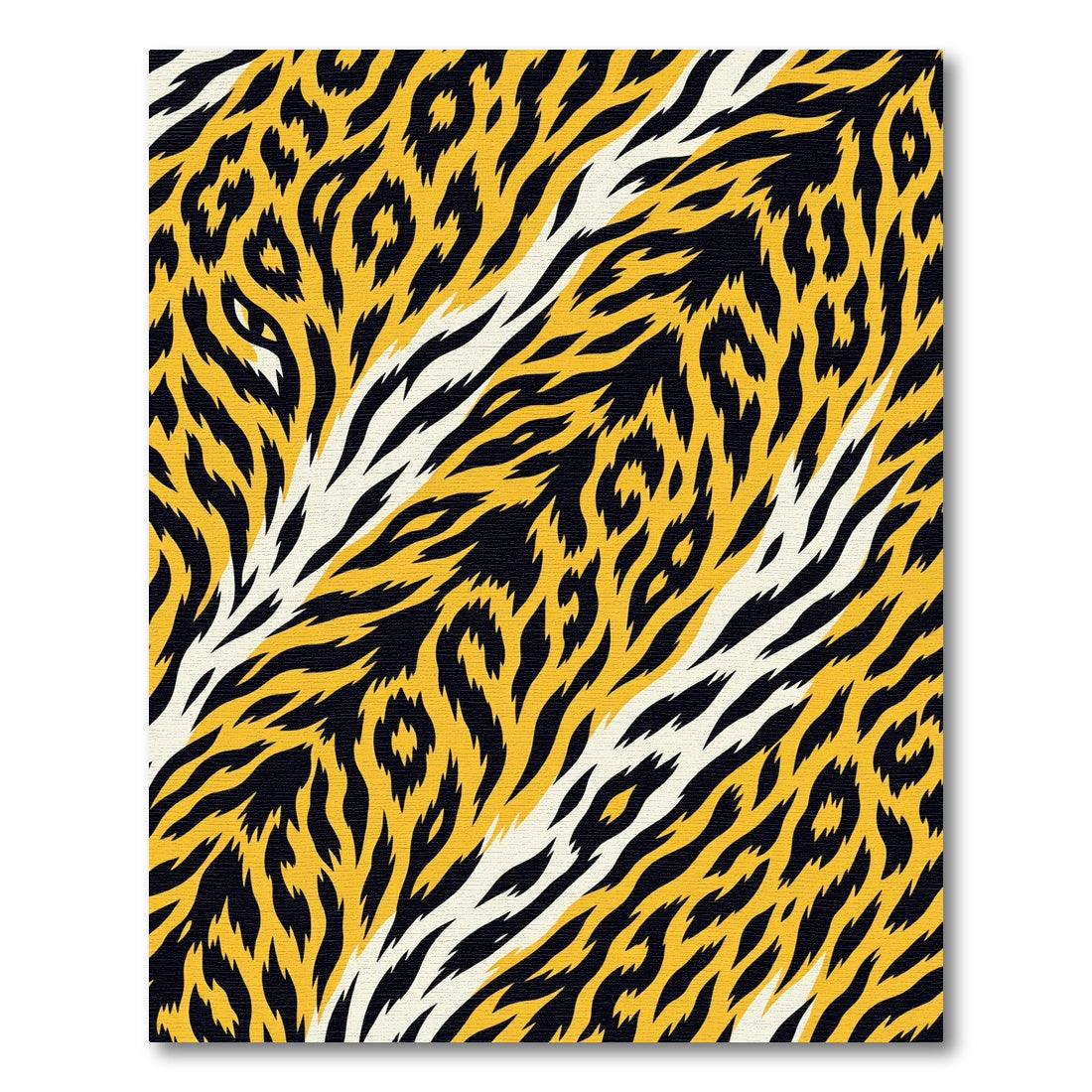 Yellow Black White Feline Stripes Rug
