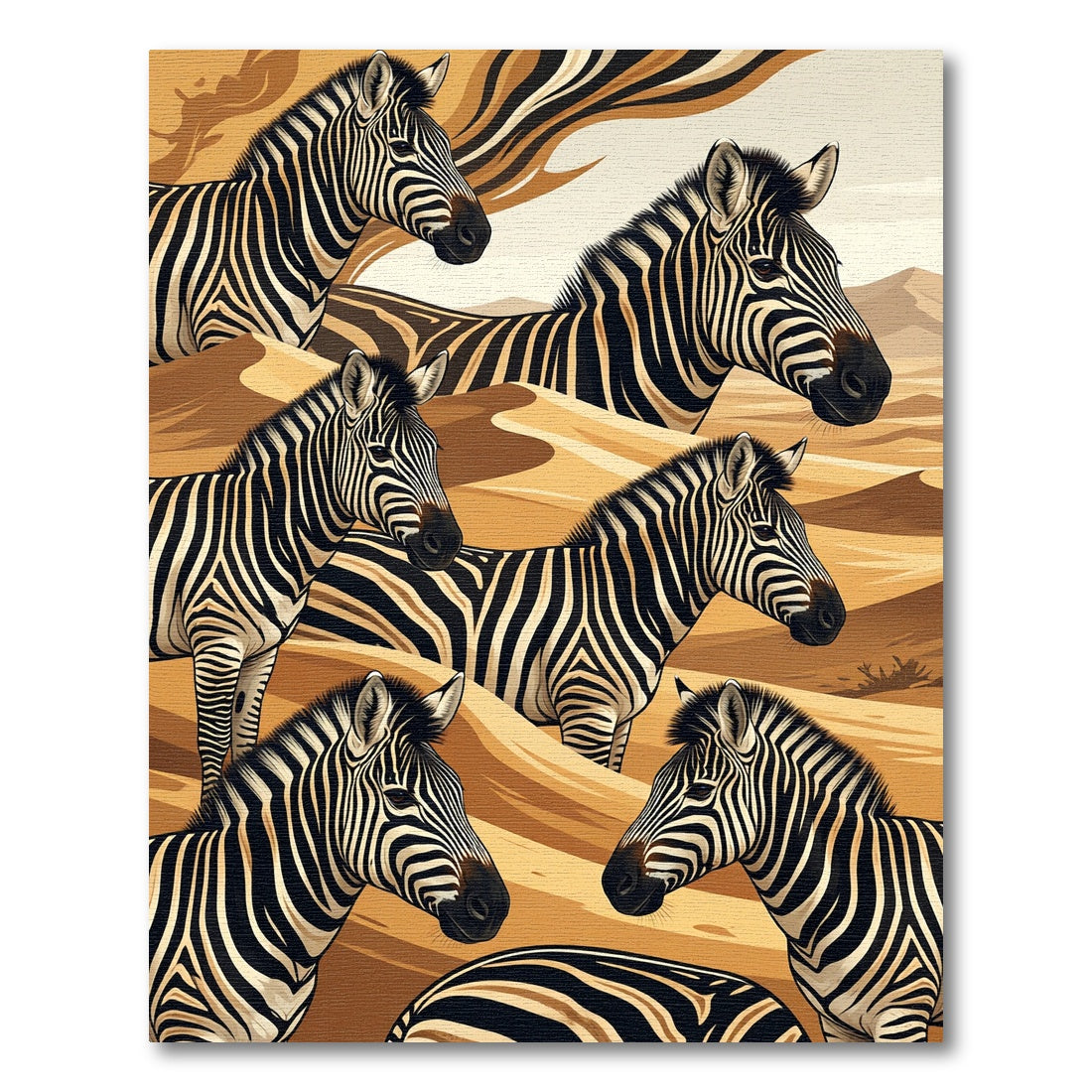Abstract Zebra Herd Sand Dunes Art Rug