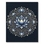 Elegant Blue Lotus Medallion Floral Rug