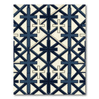 Navy Blue Geometric Cross Grid Rug