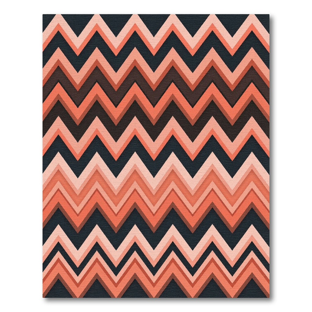 Coral and Charcoal Layered Zigzag Rug
