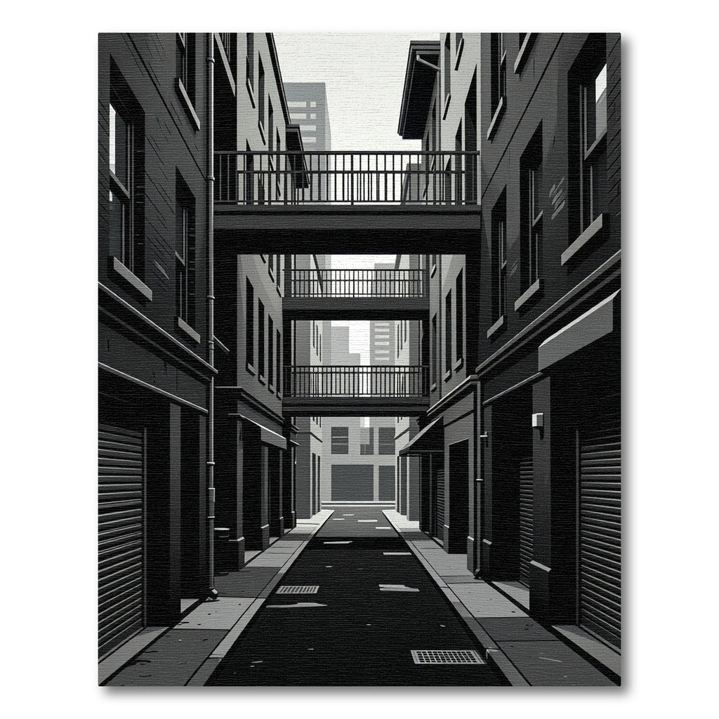 Monochromatic Cityscape Courtyard Aerial Bridge Rug