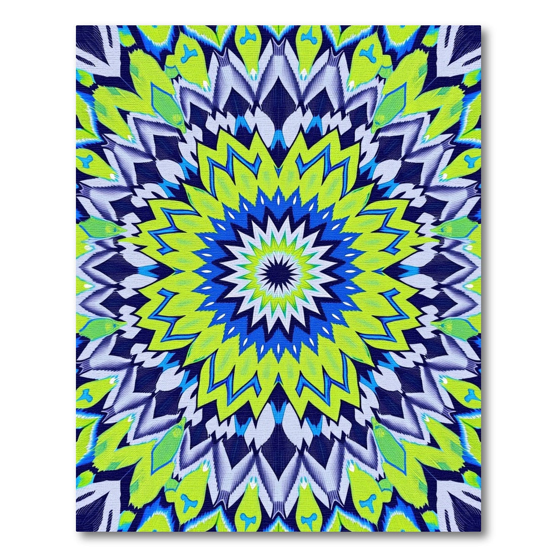 Vibrant Neon Feathered Mandala Rug