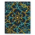 Teal and Golden Atomic Molecular Grid Rug