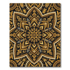 Gold Radiant Sunburst Geometric Mandala Rug