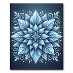 Icy Blue Crystal Floral Mandala Rug