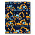 Playful Yellow Construction Excavator Illustration Rug