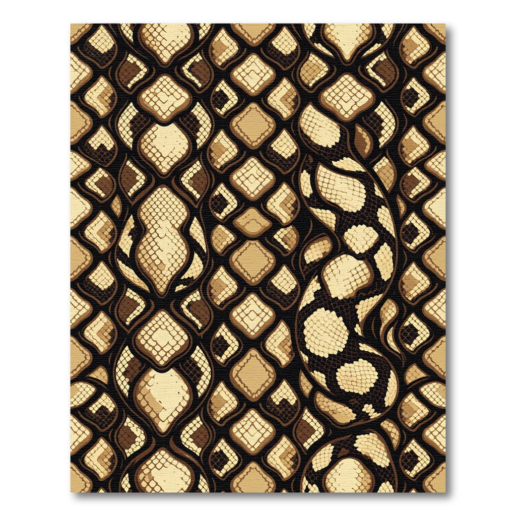 Luxurious Beige and Ebony Serpent Skin Rug