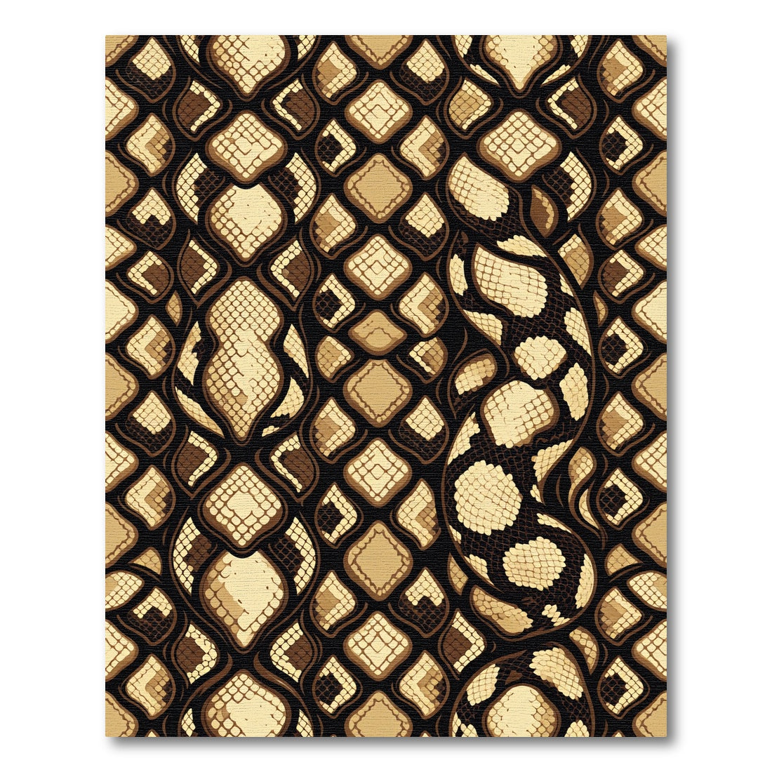 Luxurious Beige and Ebony Serpent Skin Rug