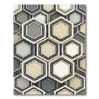 Sophisticated Monochrome Geometric Hexagon Abstract Rug