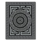 Monochrome Greek Key Circular Border Area Rug