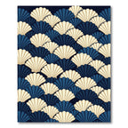 Navy and Cream Art Deco Scallop Rug