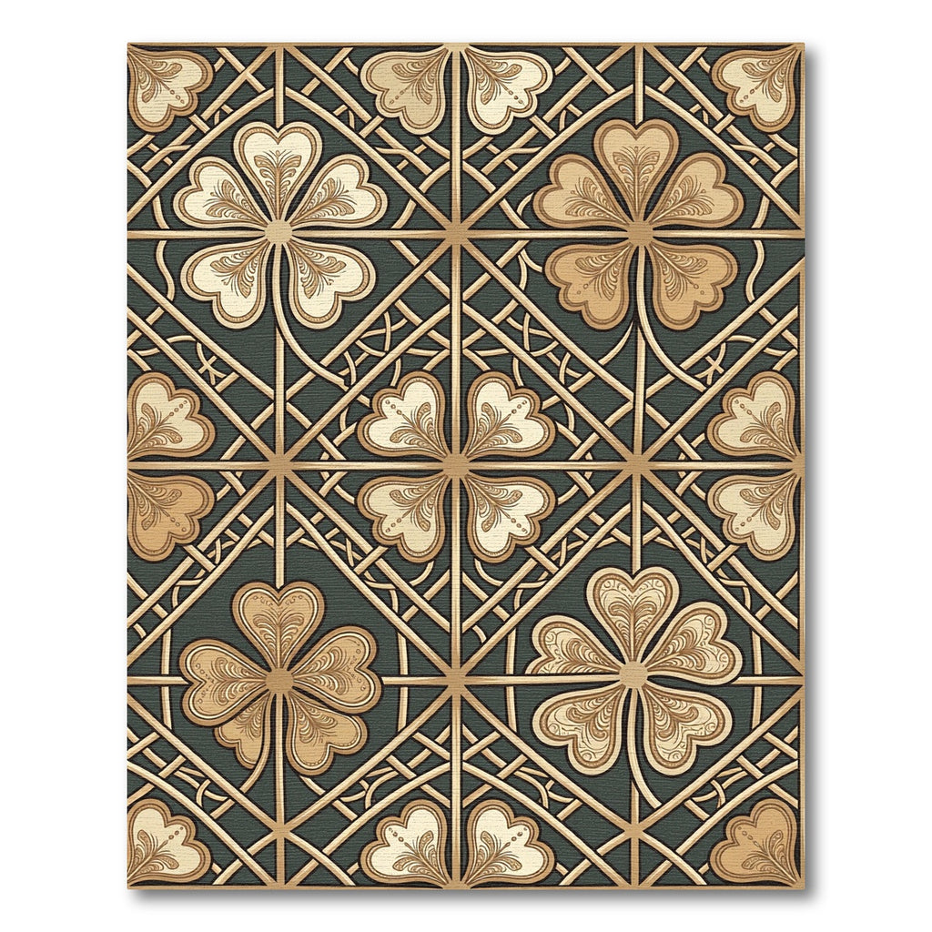 Art Deco Gold Clover Lattice Rug