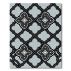 Ornate Black Quatrefoil Lattice Rug