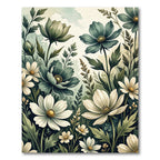 Ethereal Green and White Meadow Floral Rug