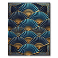 Art Deco Blue Gold Fan Ensemble Rug