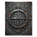 Metallic Silver Compass Antique Filigree Rug