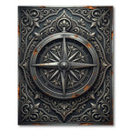 Metallic Silver Compass Antique Filigree Rug
