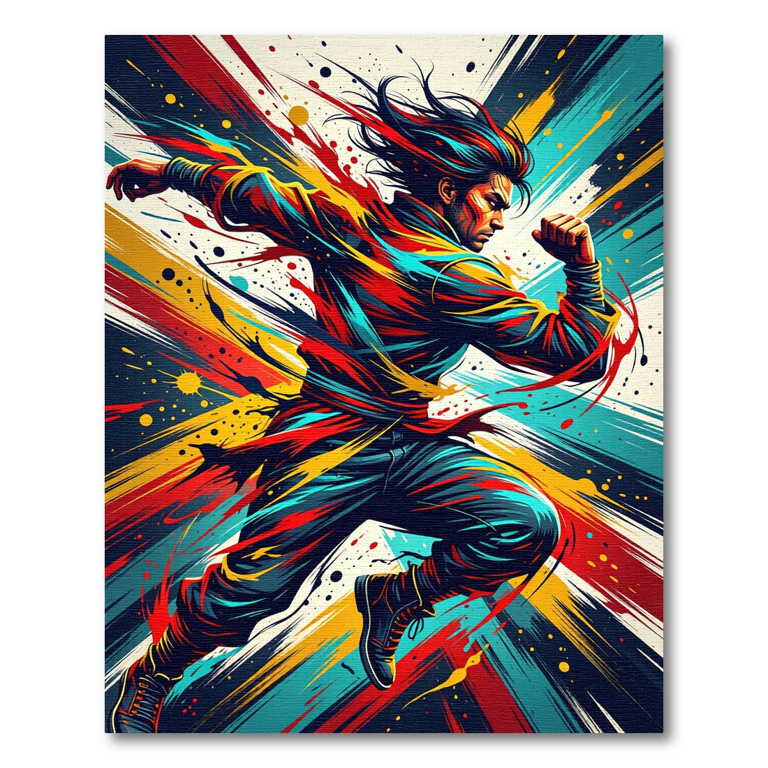 Dynamic Action Comic Man Abstract Art Rug