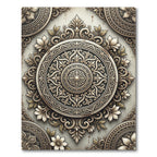 Vintage cream ornate floral medallion Rug