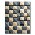 Gray Beige Volumetric Squares Rug