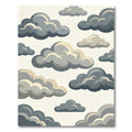 Whimsical Gray Cloudy Sky Illustration Rug