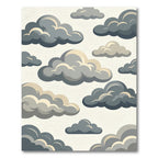 Whimsical Gray Cloudy Sky Illustration Rug
