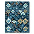 Azure Teal Golden Diamond Medallion Rug