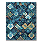 Azure Teal Golden Diamond Medallion Rug