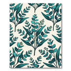 Lush Teal Eucalyptus Leaf Botanical Rug