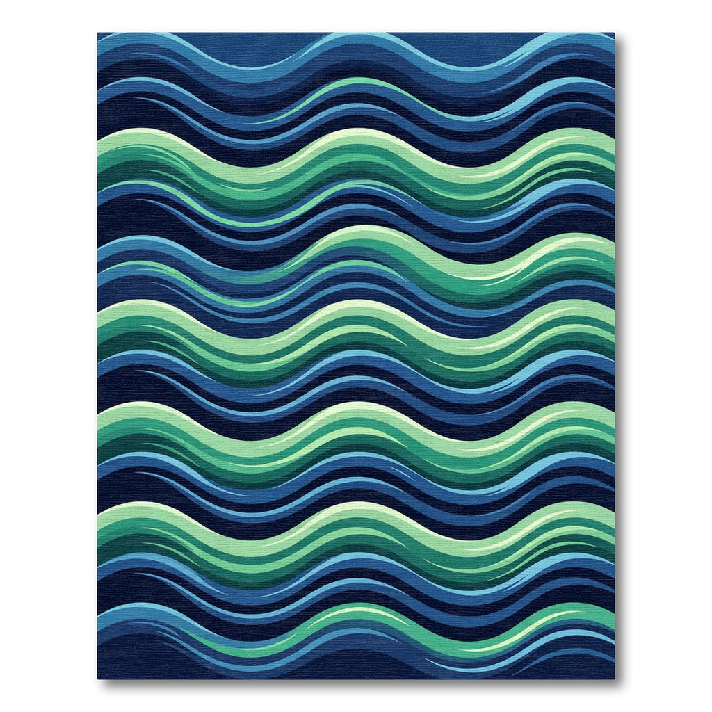 Modern Blue and Green Wavy Lines Rug