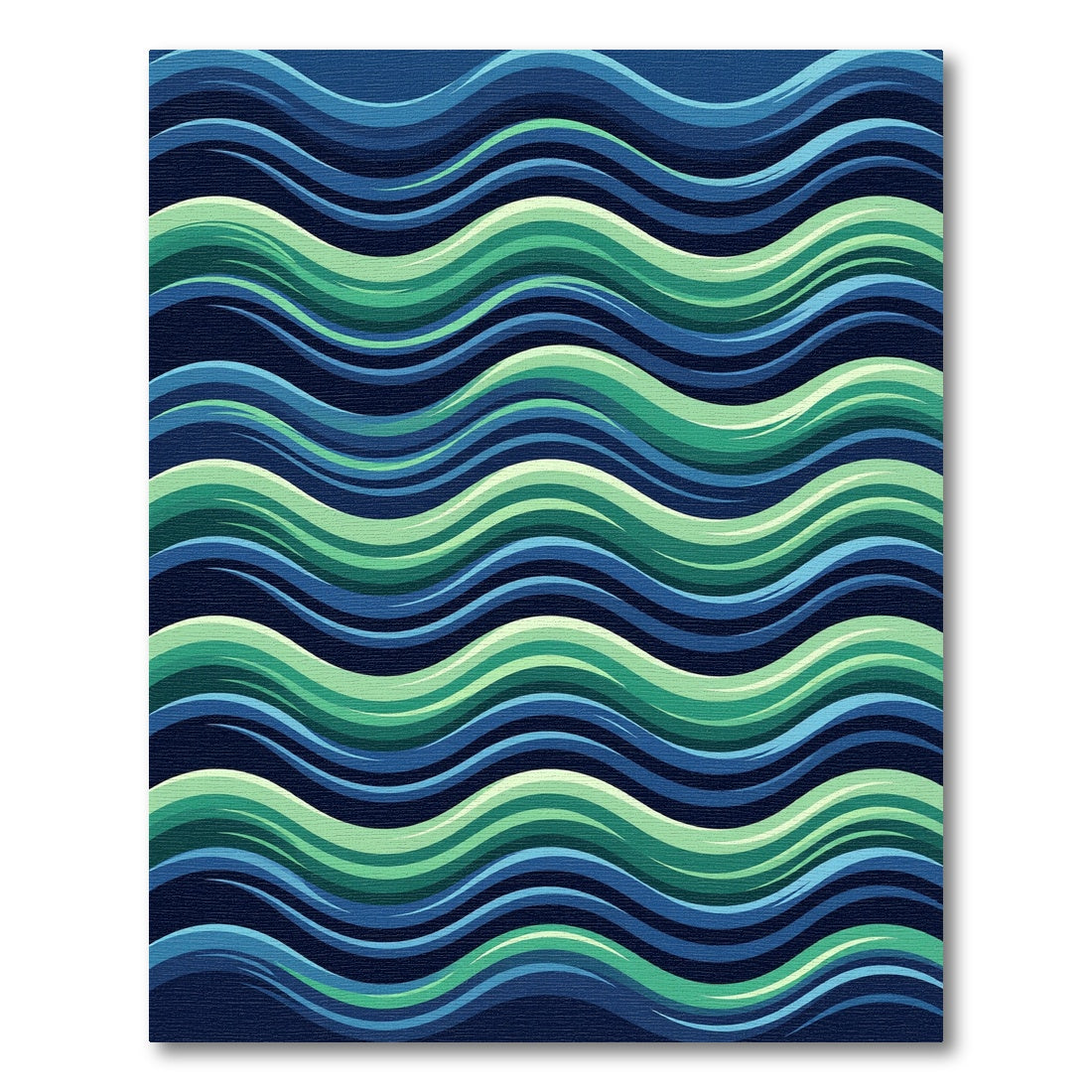 Modern Blue and Green Wavy Lines Rug