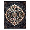 Celestial Zodiac Gold Compass Circular Art Rug