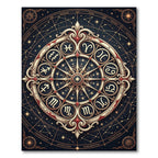 Celestial Zodiac Gold Compass Circular Art Rug