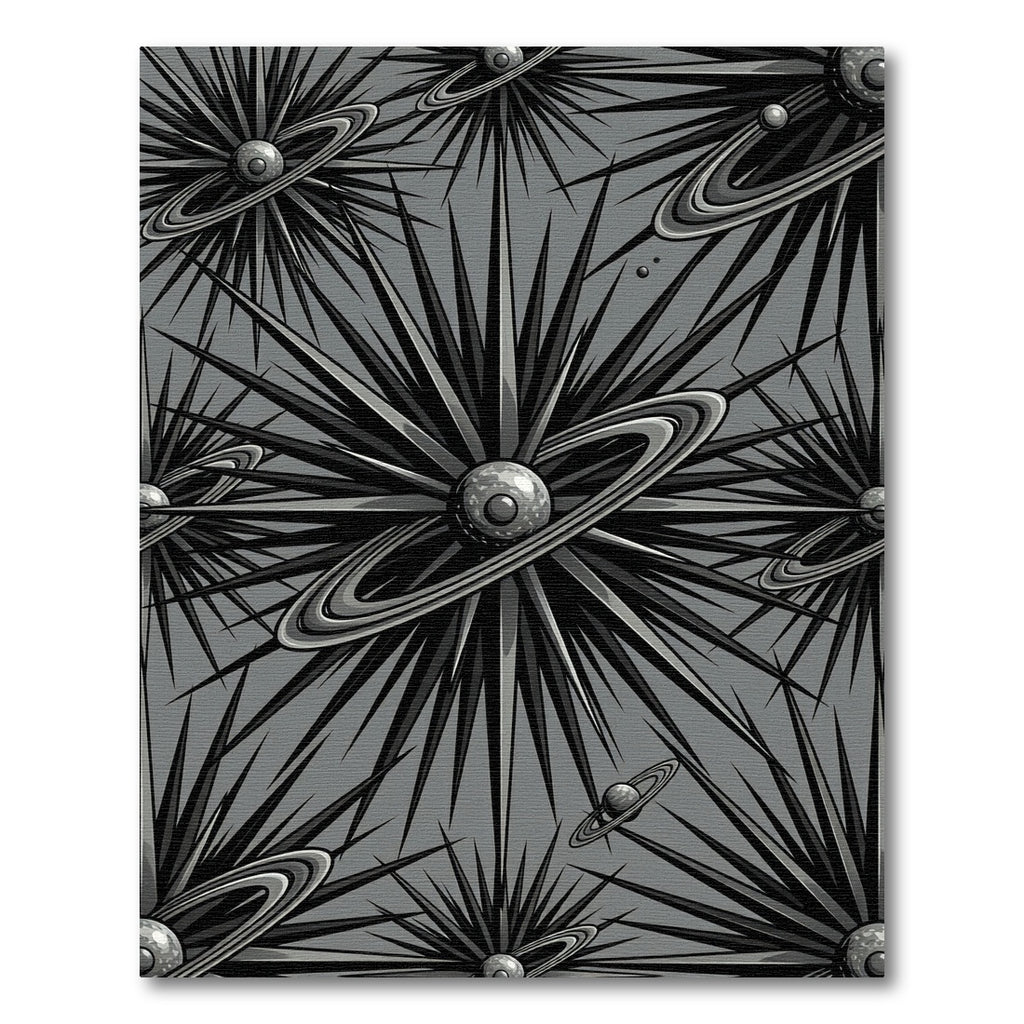 Gray Starburst Galactic Rings Rug