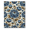 Blue Peony Floral Vine Rug