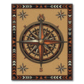 Earthy Bronze Compass Navigation Decor Rug