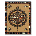 Earthy Bronze Compass Navigation Decor Rug