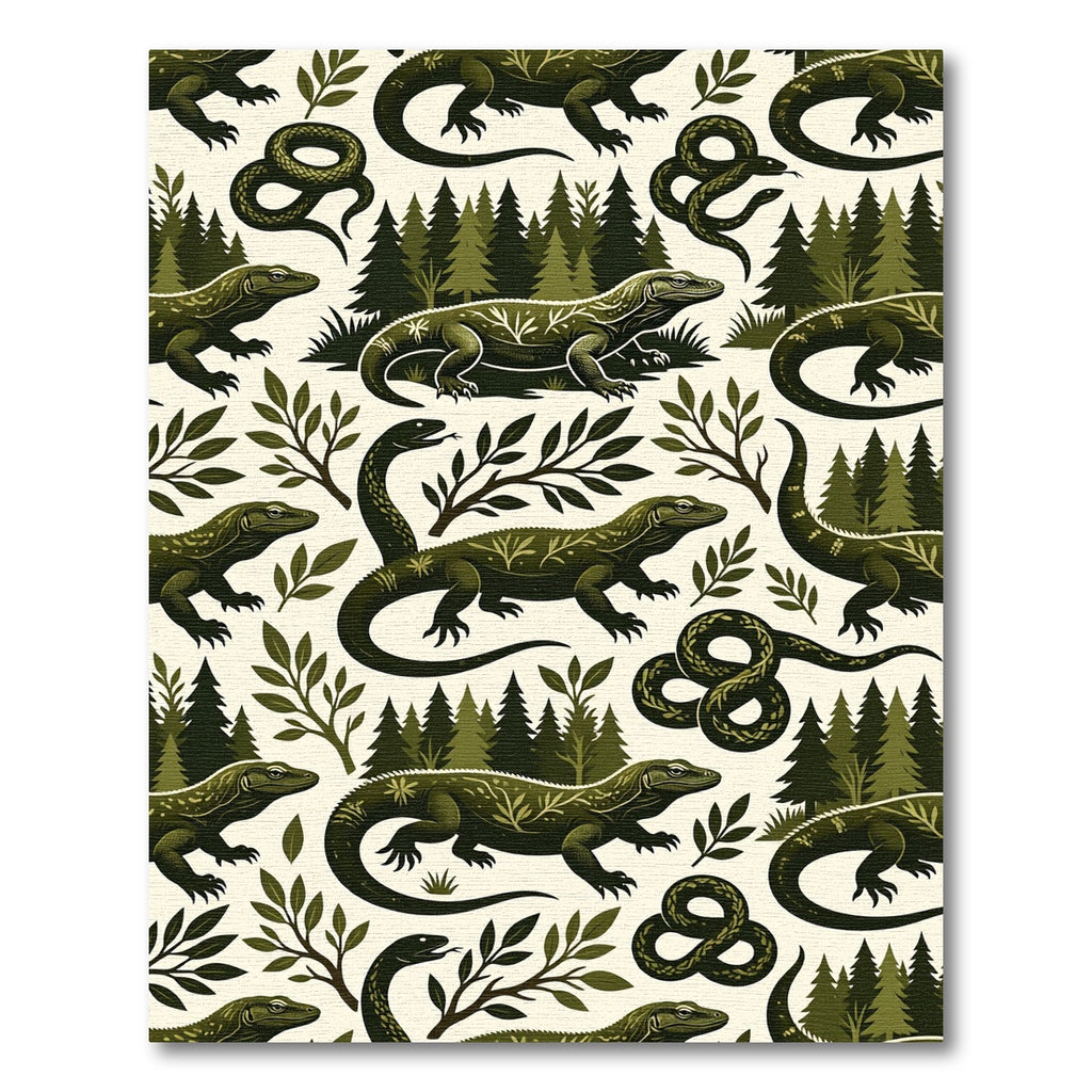 Forest Reptile Botanical Sage Green Tapestry Rug
